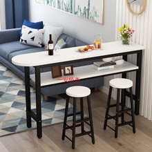 FW简约现代半圆双层隔断客厅小吧台桌家用细长桌高脚靠墙咖啡餐桌