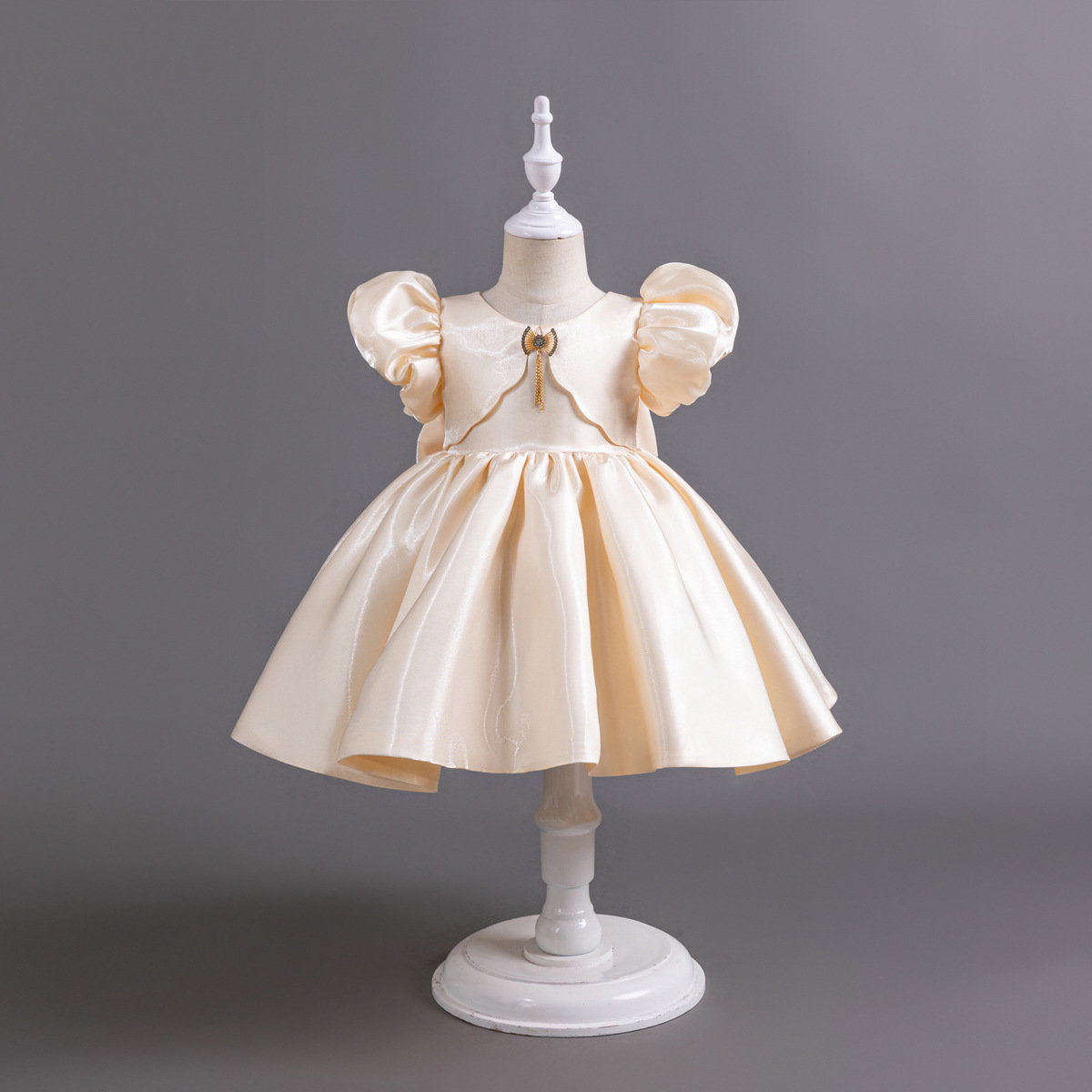 Cross-border Amazon smooth satin princess dress children's formal dress girl flower princess dress performance costume