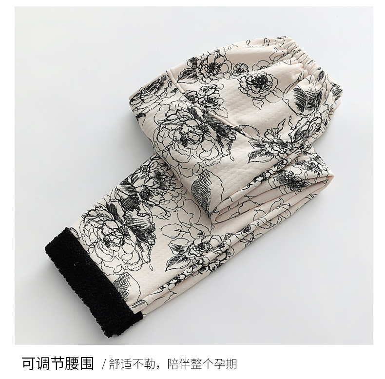 1009#검은색 꽃무늬 바지