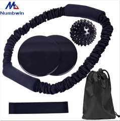 Yoga Fitness O-Type Ring Resistance Band Set with Durable Outer Cover, Fabric Straps, Slider, Hardness Spikes, Latex Elastic Ball