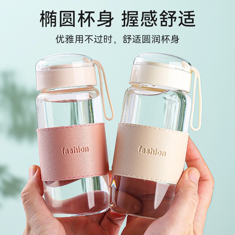 新款高颜值耐高温玻璃杯便携带盖网红泡茶水杯商用礼品杯厂家批发