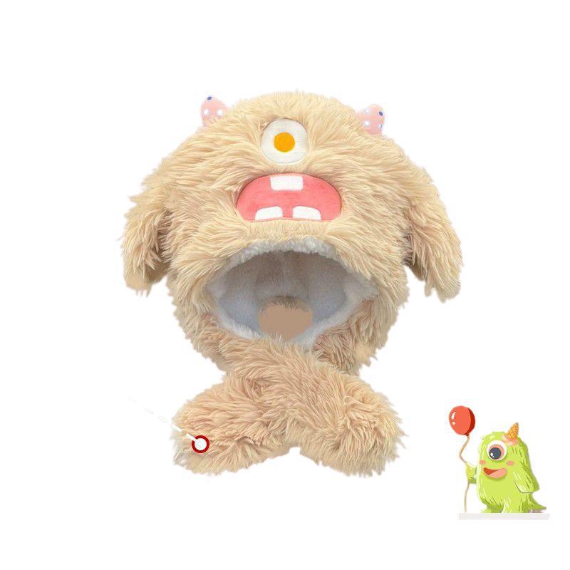 귀는 움직일 수  모피 재미있는 레이 펑 모자 어린이 겨울 귀여운 작은 괴물 인형 모자 따뜻한 귀 보호 모자