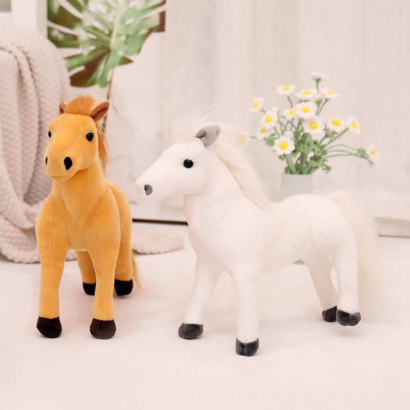 Simulación transfronteriza muñeca de peluche de caballo negro muñeca dragón blanco muñeca de decoración muñeca regalo para niños