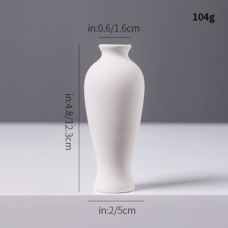 特別価格の白い素焼き陶器の小さな花瓶、ミニクリエイティブでシンプルなリビングルームの卓上ドライフラワー、フラワーアレンジメントの装飾品