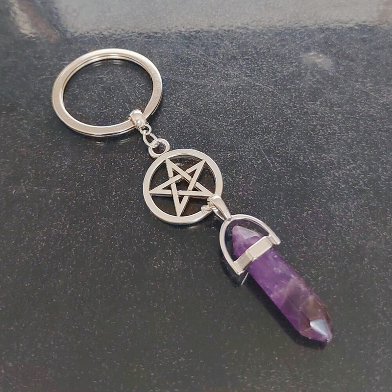 Comercio exterior nuevo 3D Cristal de loto columna hexagonal llavero moda regalo creativo bolsa colgante