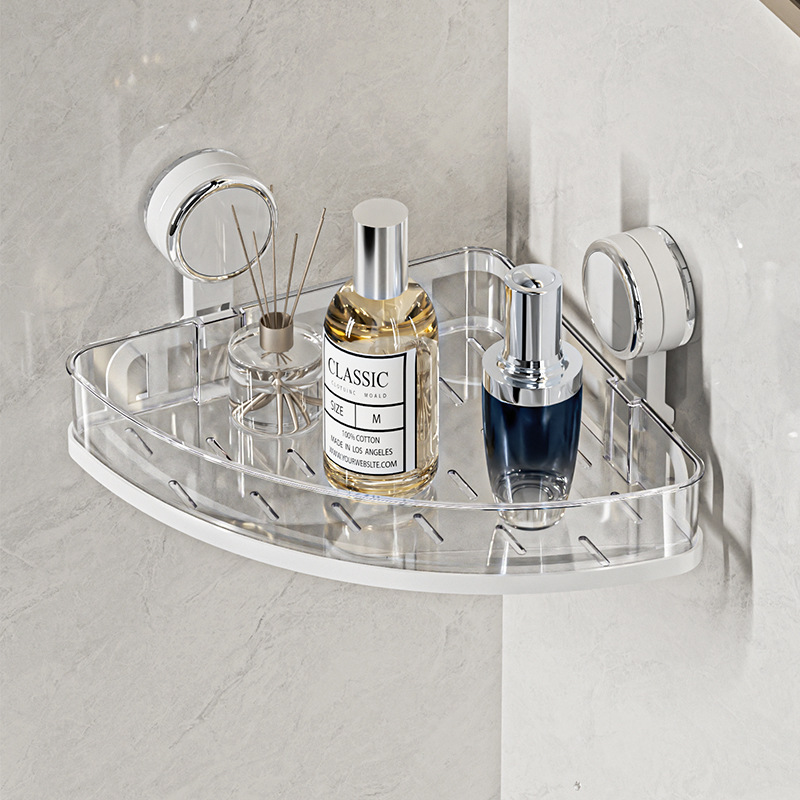 Ventosa estante de esquina del inodoro montado en la pared trípode de inodoro sin perforación estante de almacenamiento de baño de drenaje doméstico