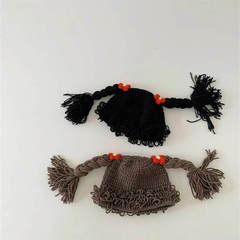 秋南 韓國嬰兒帽子秋冬2024新款ins可愛兒童毛線帽寶寶假髮帽批發