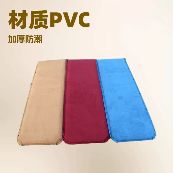 Outdoor automatic inflatable mattress, suede anti-moisture PVC travel camping tent air mattress, suede single-person air bed