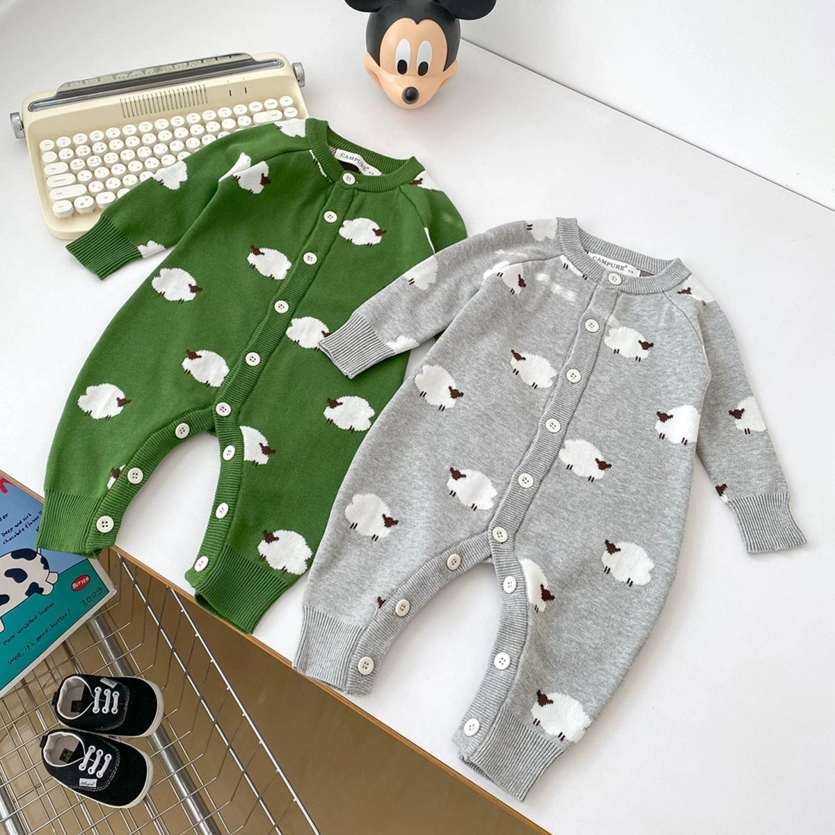 Детский свитер, вязаный кардиган, весенне-осенняя детская одежда, осенне-зимний новый маленький комбинезон для месячного ребенка, осенняя одежда, костюм-ползунок