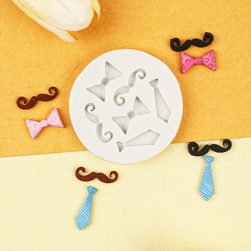 Father's Day Men's Tie Bow Tie Mustache Butterfly Tie Silicone Mold Fondant Cake Decoration Dried Petal Shape Mold
