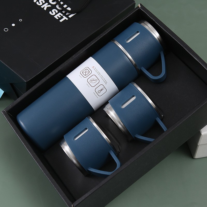 Juego de tazas de vacío de acero inoxidable 304 transfronterizo, una taza, tres cubiertas, doble capa, taza portátil de negocios, juego de tazas de regalo de oficina