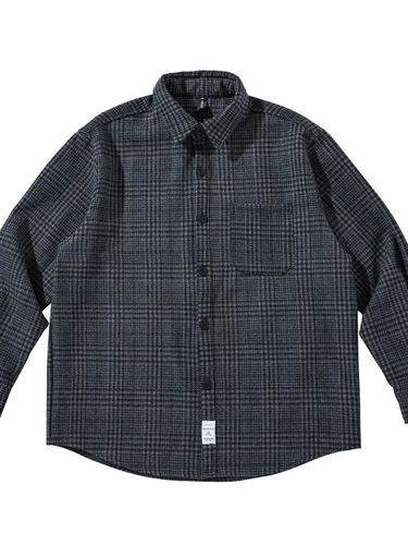 Japanese Retro Workwear Plaid Shirt for Men - Spring and Autumn Season Long-Sleeve Trendy Loose Streetwear Brand Versatile Casual Collarless Jacket