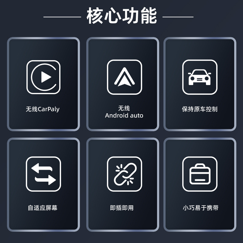 Wireless Carplay Cross-Border New Model 2-in-1 Screen Mirroring Plug-And-Play Bluetooth 5.0 Android Auto Car Box