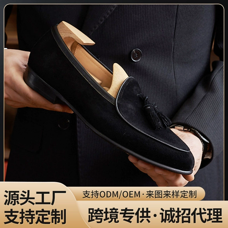 Британская бархатная матовая обувь Lefu итальянская ретро с кисточкой