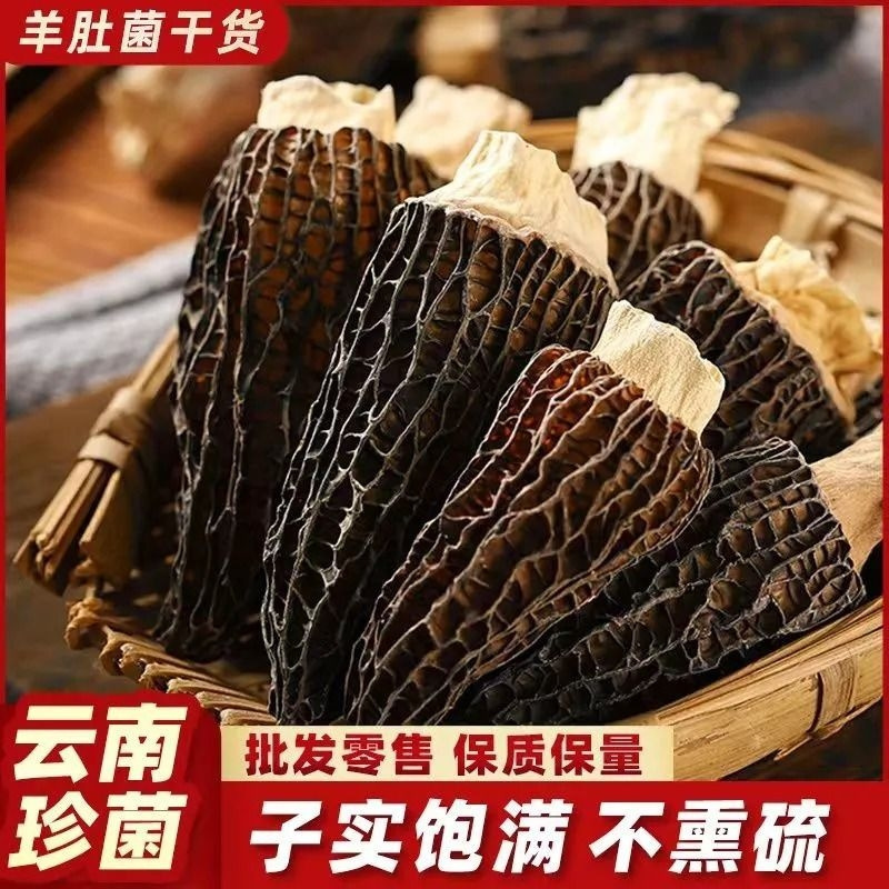 Yunnan Specialty Dried Morel Mushrooms, Farm-Grown Wild Fresh Mushrooms 50g, Suitable for Soup, Wholesale and Direct Delivery from the Manufacturer