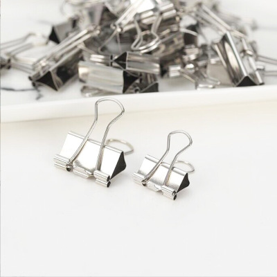 Silver long tail clip 19mm Binder Clips Stainless steel Binder Clips Bills Clamp Dovetail clamp Cross border Source of goods