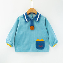 儿童灯芯绒罩衣A类纯棉秋冬婴儿饭衣保暖护衣长袖反穿衣阿喜和悦