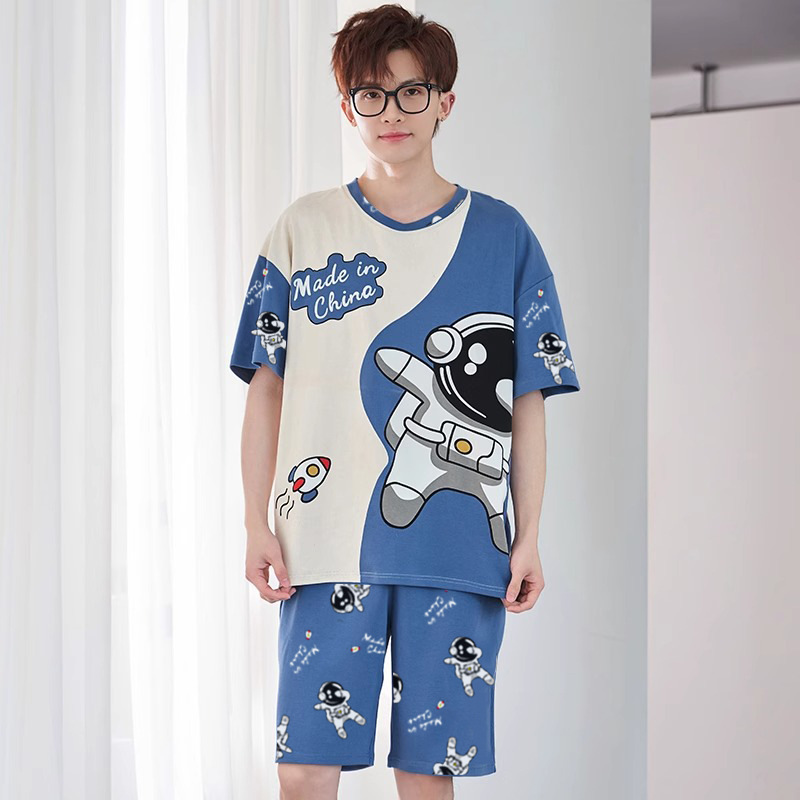 男士睡衣夏款2025年短袖夏天薄款可外穿休闲家居服加大码两件套装