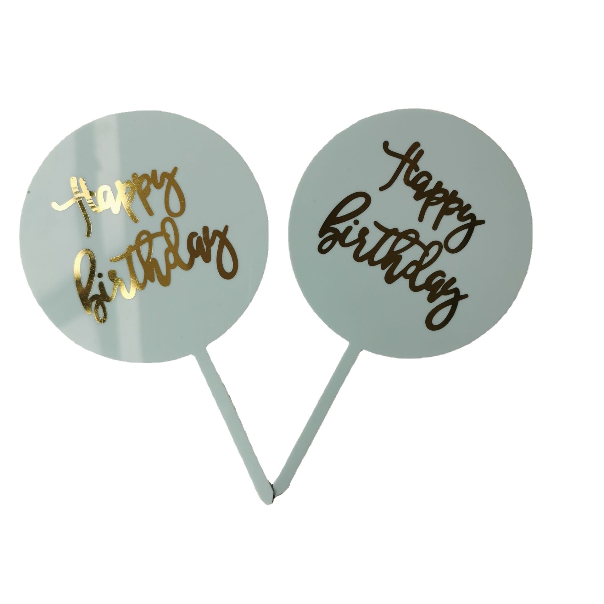 Dorado ronda marca acrílico Feliz cumpleaños pastel de cumpleaños plug-in decoración Tarjeta de inserción fiesta diseño hornear