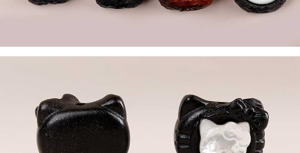 Ebony wood inlaid with cartoon white mother-of-pearl accessories for DIY personalized jewelry, Buddhist beads, bracelets, necklaces, pendants, and spacer beads