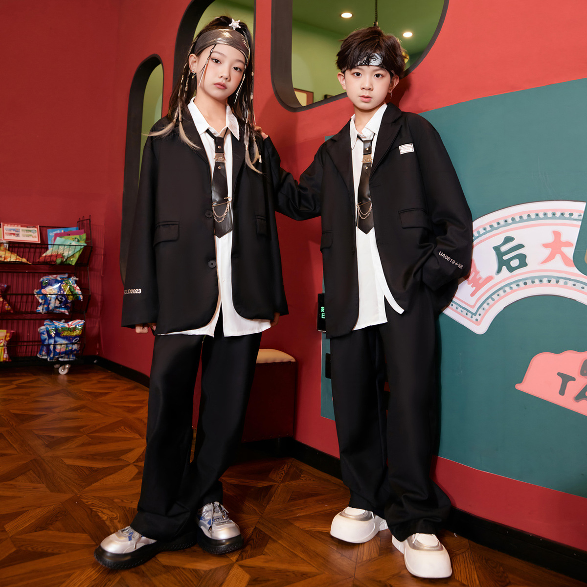 Children's suit and shirt street dance set, handsome British style Korean casual jacket, boy flower girl dress