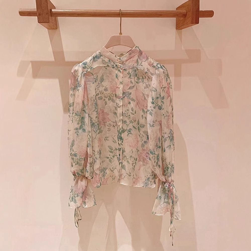 Design apricot spring silk shirt