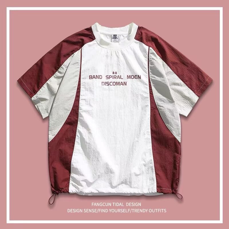 American Retro Mountain Style Outdoor Men's Short-Sleeve T-Shirt Summer 2025 New Loose Trendy Brand Half-Sleeve Top