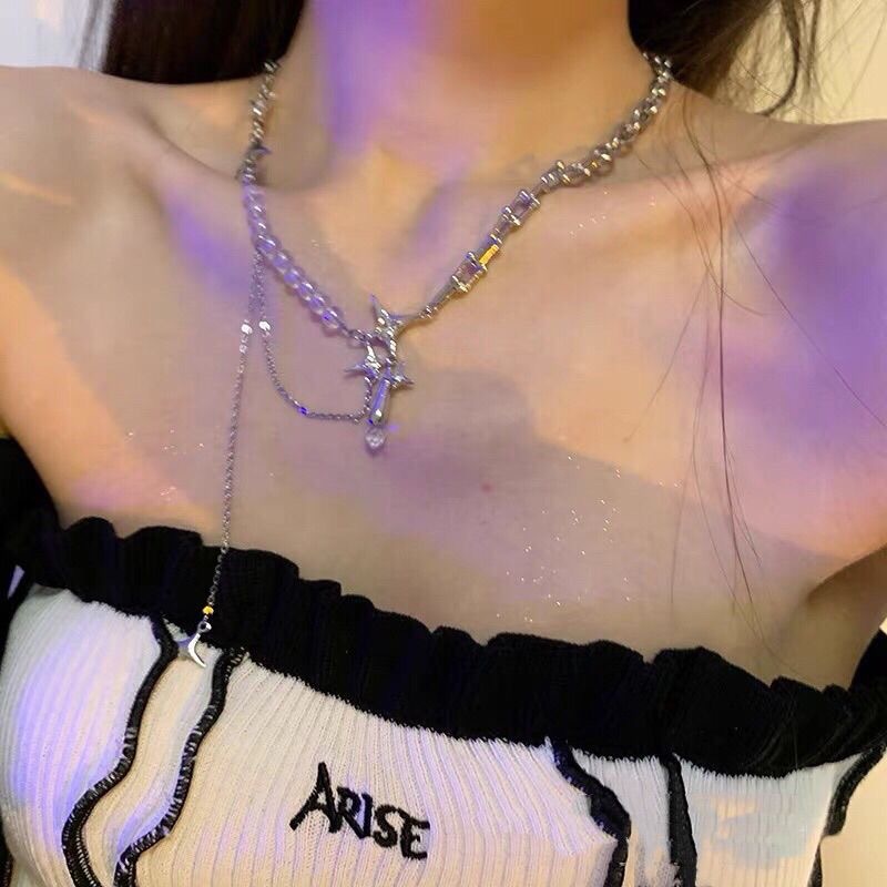 Vintage Cold Style Mang Star Necklace Women's ins Fashionable High-end All-match Sweet Cool Collarbone Chain Sweater Chain Women's Accessories Men's