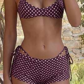 bikini比基尼欧美风跨境性感女士泳衣时尚新款泳装波点印花三件套