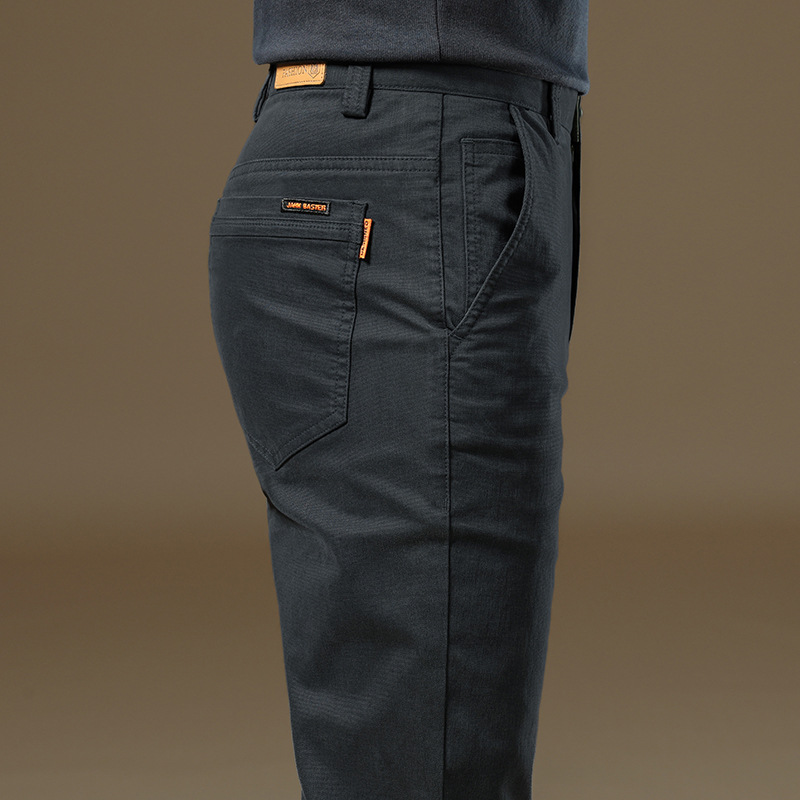 2025 Autumn and Winter New High-Quality Men's Casual Pants Slim Straight Plus Velvet Thickeneded Business Casual Black Pants