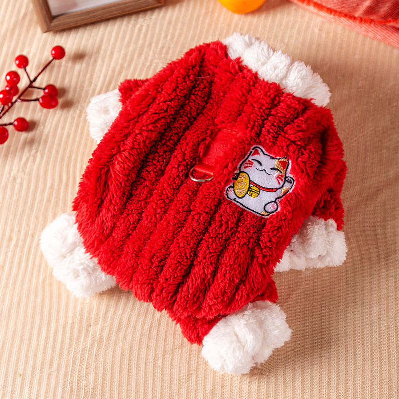Gatito de zhaocai vestido de terciopelo