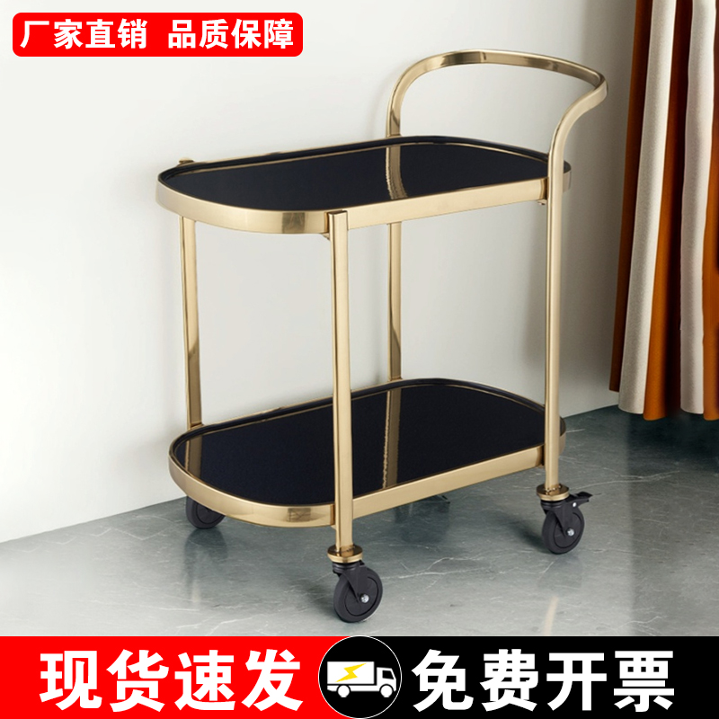 酒店餐厅酒水服务车ktv生日蛋糕手推车饭店会所不锈钢两层餐车