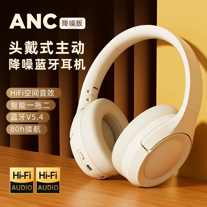 New ANC Active Noise Canceling Headset Bluetooth Headset Long Endurance Simple Folding Radio Competing Headset