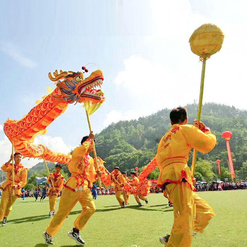 春節イベントパフォーマンス用の龍と獅子舞の小道具、大人用の龍ランタン、学生運動会のステージ用の9セクションドラゴン|undefined