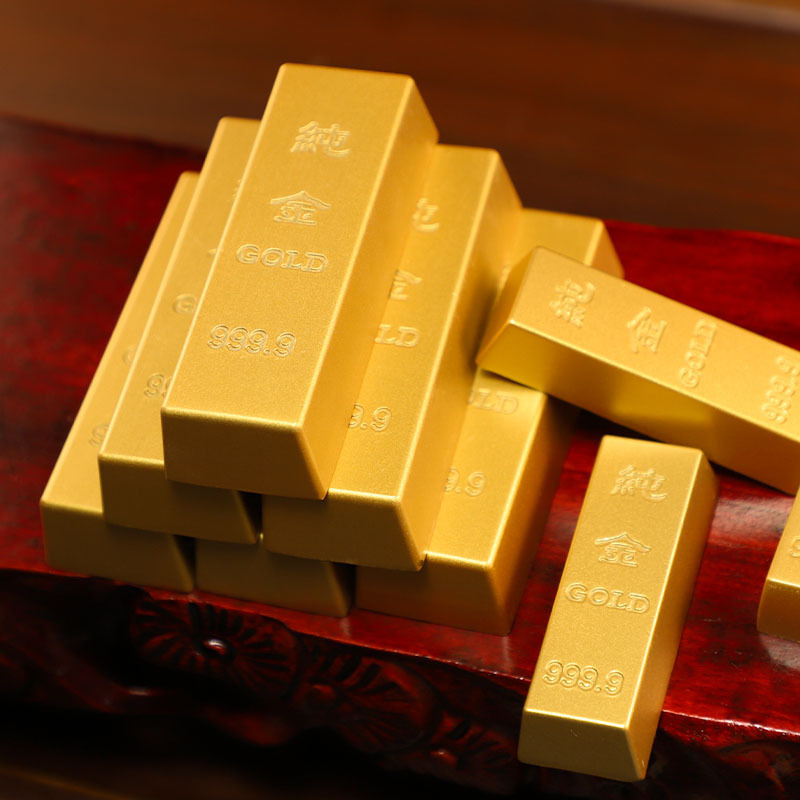Solid gold placer gold bar gold plated desktop ornaments simulation gold brick creative gifts home small ornaments shooting props