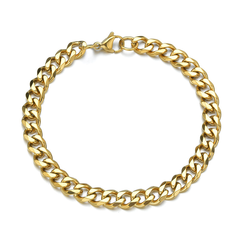 Six sided bracelet titanium steel bracelet personality Cuban chain ins trend hip hop bracelet_voghion.com