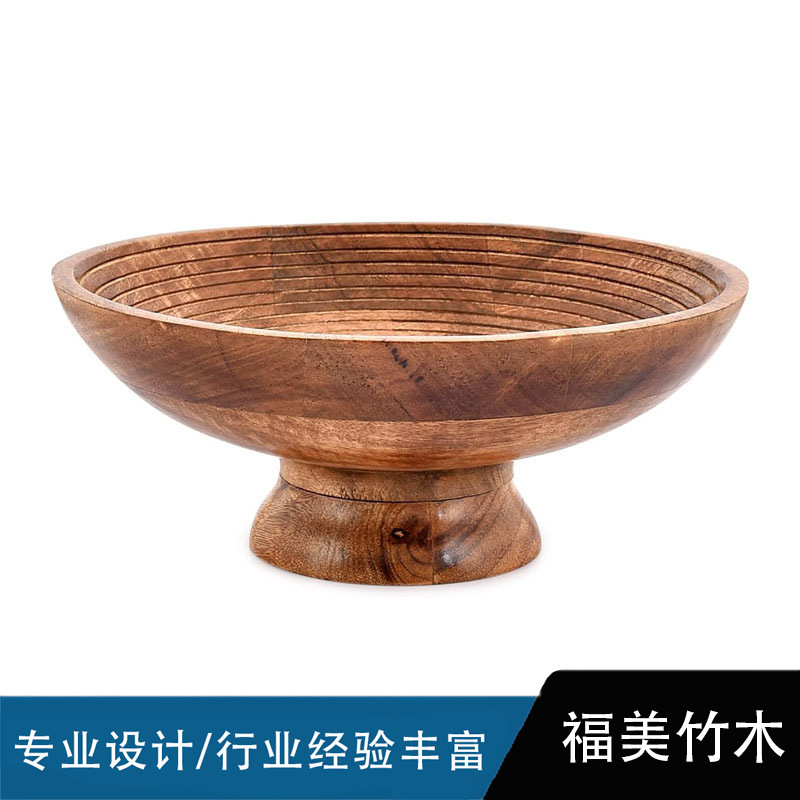 Solid Wood High-Legged Fruit and Snack Tray for Living Room Dining Table Decoration, Kitchen Counter Salad Snack Fruit Tray Storage Tray Cross-Border