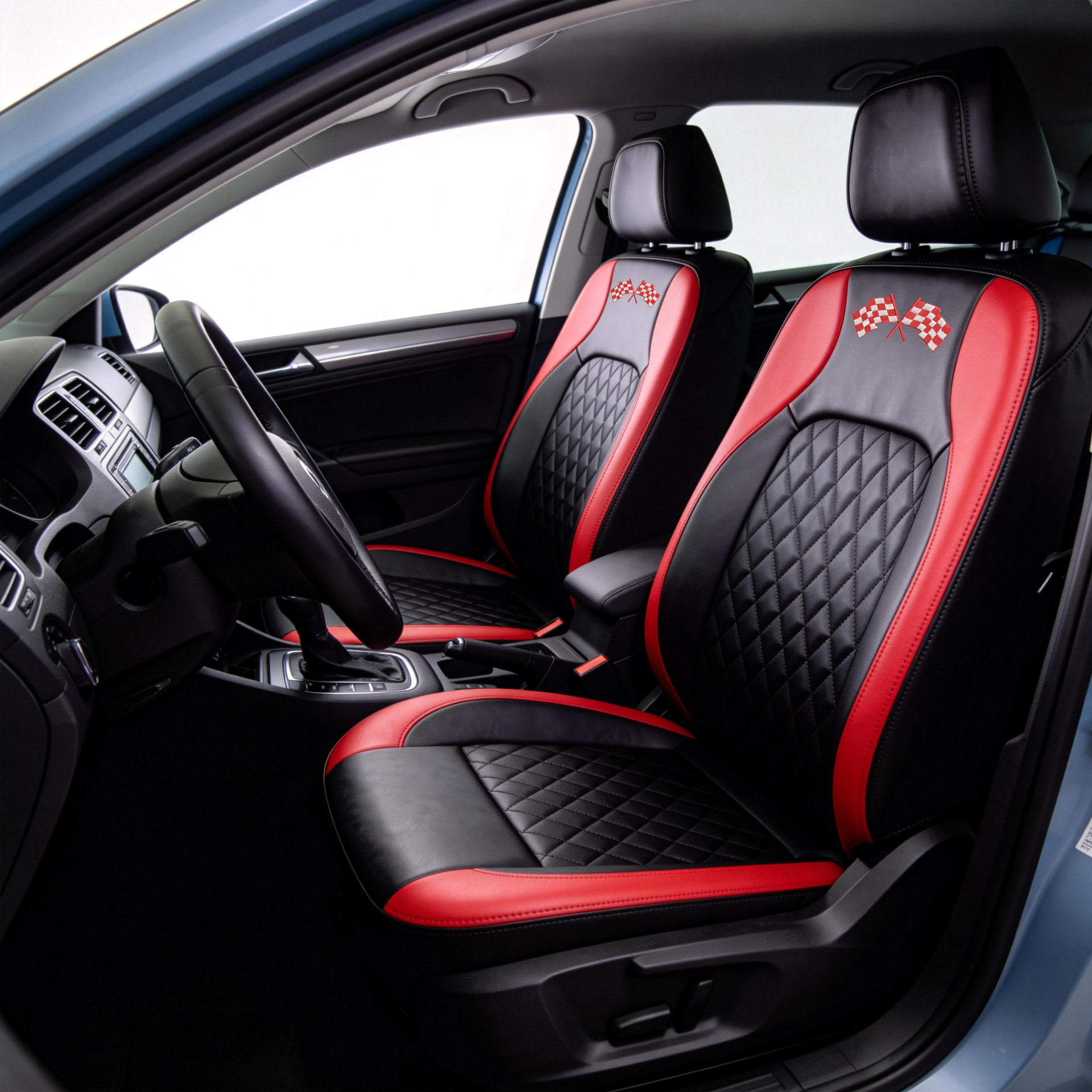 Universal seat covers from the manufacturer, leather style, suitable for all seasons, with a triangular grid pattern, sandwich construction, full coverage car seat cushion
