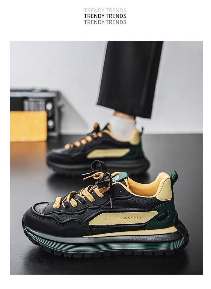 Giày thể thao nam đế dày tăng chiều cao, sneaker phối màu trơn, gót thấp 1–3 cm — C965 Kaki, C965 màu đen, C965 trắng chi tiết 21