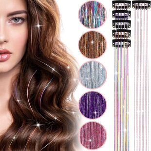 Cross-border Amazon must choose laser gold tinsel hair colorful traceless hair wire source manufacturers