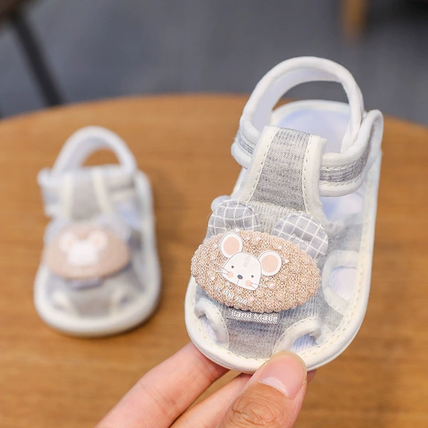 Sandals solid color mouse gray tendon sole