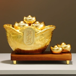 陶瓷聚宝盘摆件招财聚财元宝客厅酒柜办公室高档装饰品开业礼物