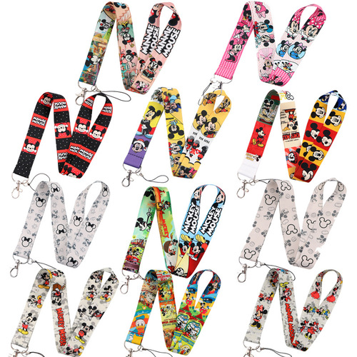 Cute cartoon bow mouse mobile phone lanyard U disk tag hanging neck key hard student access card holder