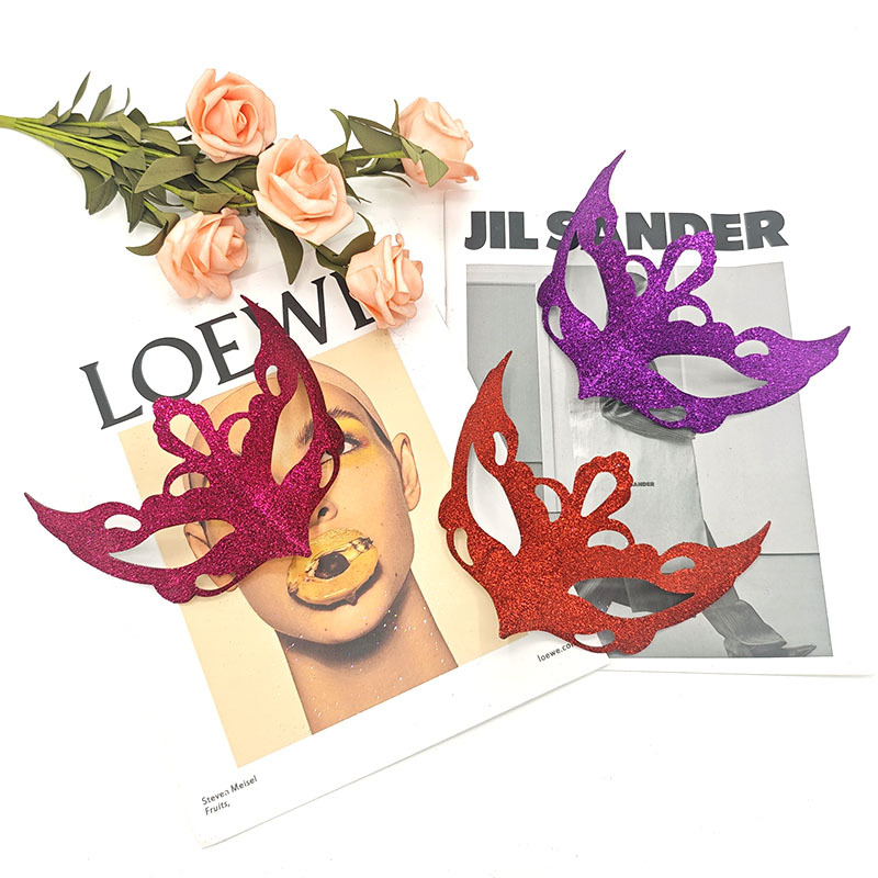 Halloween nueva máscara de mitad de cara polvo brillante corolla retrógrado máscara retrógrada misteriosa máscara de maquillaje de alto nivel máscara de baile