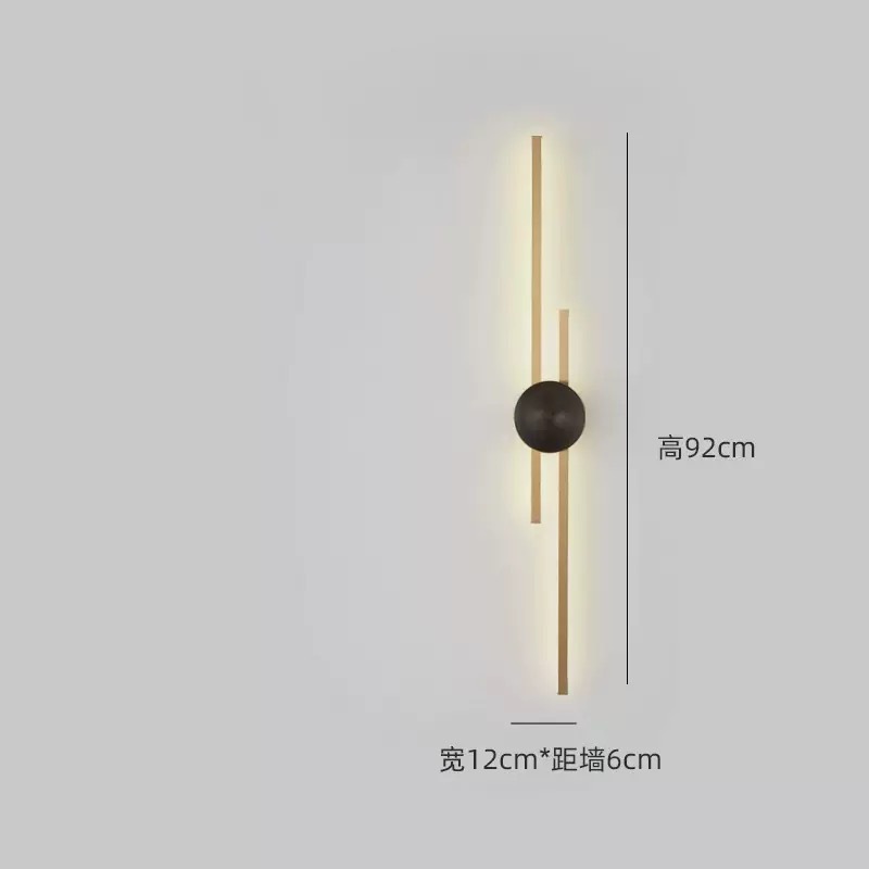 Minima rejilla larga sala de estar luz de fondo de pared de atmósfera Zhongshan minimalista moderna creativa estudio dormitorio lámpara de pared de cabezal de cama