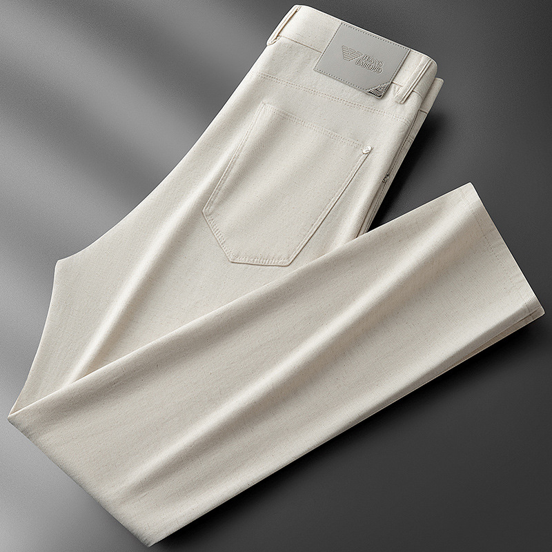 High-Quality Autumn Lyocell Casual Pants for Men, Loose Straight-Leg Business High-End Stretch Linen Pants with Drape Effect