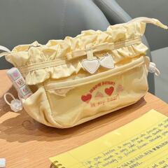 小紅書同項刺繍愛少女心筆袋学生高颜値多機能大容量文房具袋筆袋