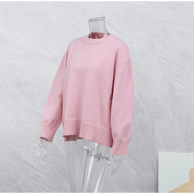 Women's Clothing winter new pink sweet round neck pullover sweater_voghion.com