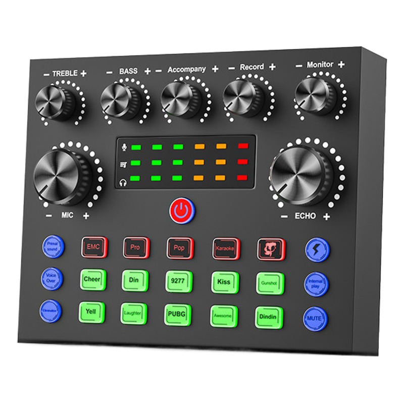 Venta caliente transfronteriza tarjeta de sonido V8S versión en inglés tarjeta de sonido en vivo teléfono móvil computadora equipo de canto universal traje