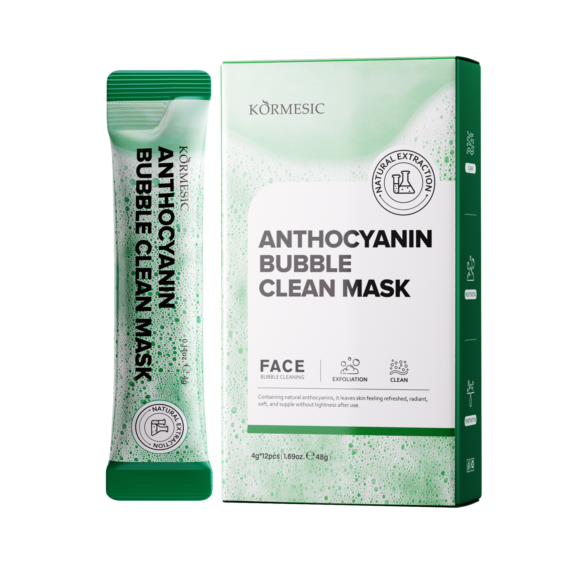 Inglés completo KORMESIC máscara de espuma de antocianina máscara facial humectante comercio exterior venta directa de fábrica transfronteriza image 6
